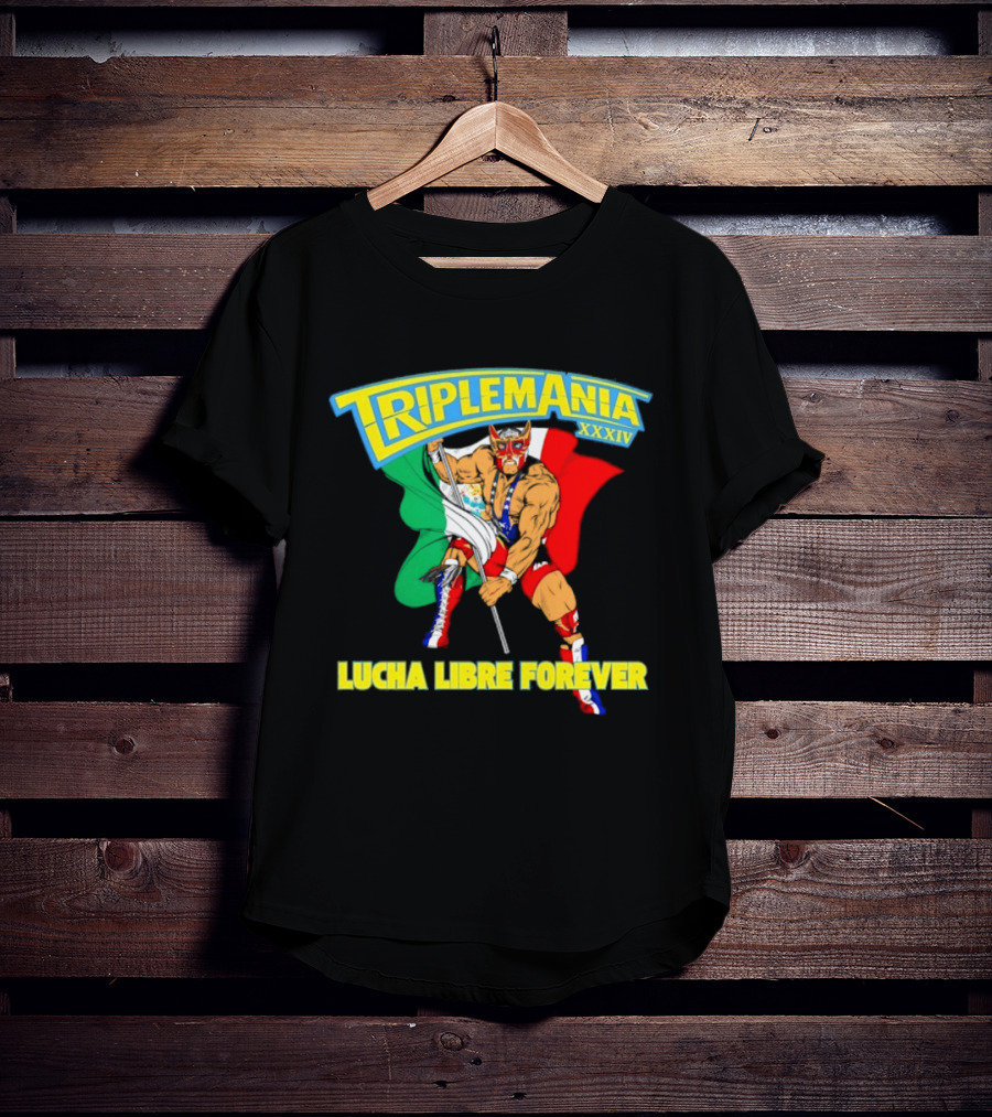 Triplemania XXXIV Lucha Libre Forever Wrestler Mexican Flag T-Shirt