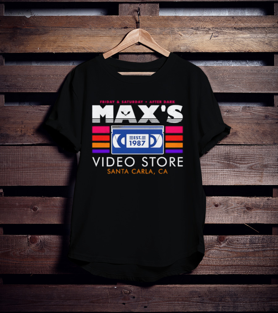 Max's Video Store Santa Carla CA Est 1987 Retro VHS 80s Aesthetic T-Shirt