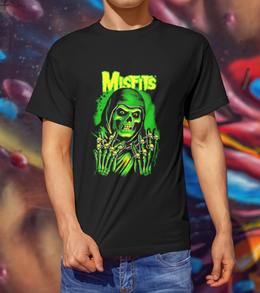 Misfits Fiend Club 26 Punk Rock Jerry Only Skull Neon Green T-Shirt