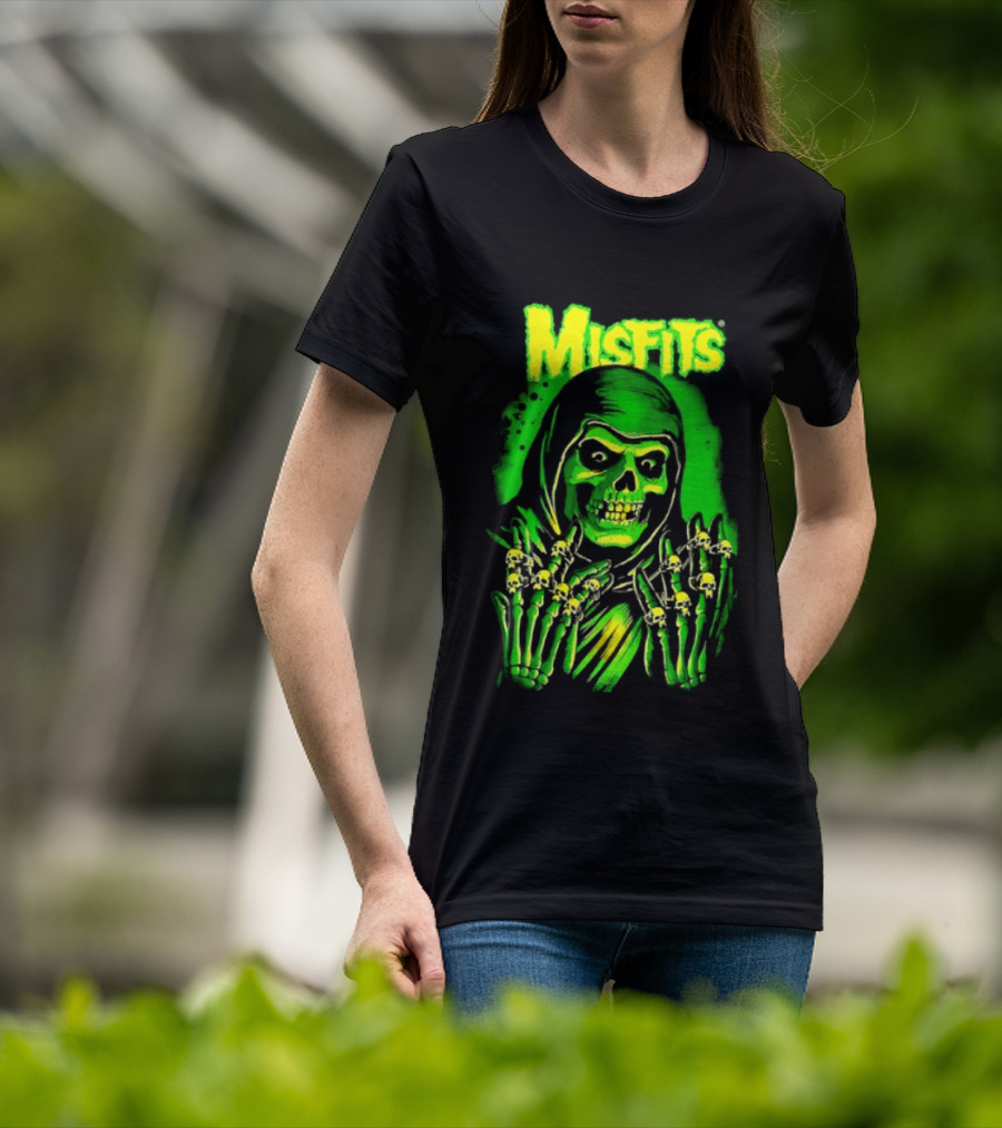 Misfits Fiend Club 26 Punk Rock Jerry Only Skull Neon Green T-Shirt