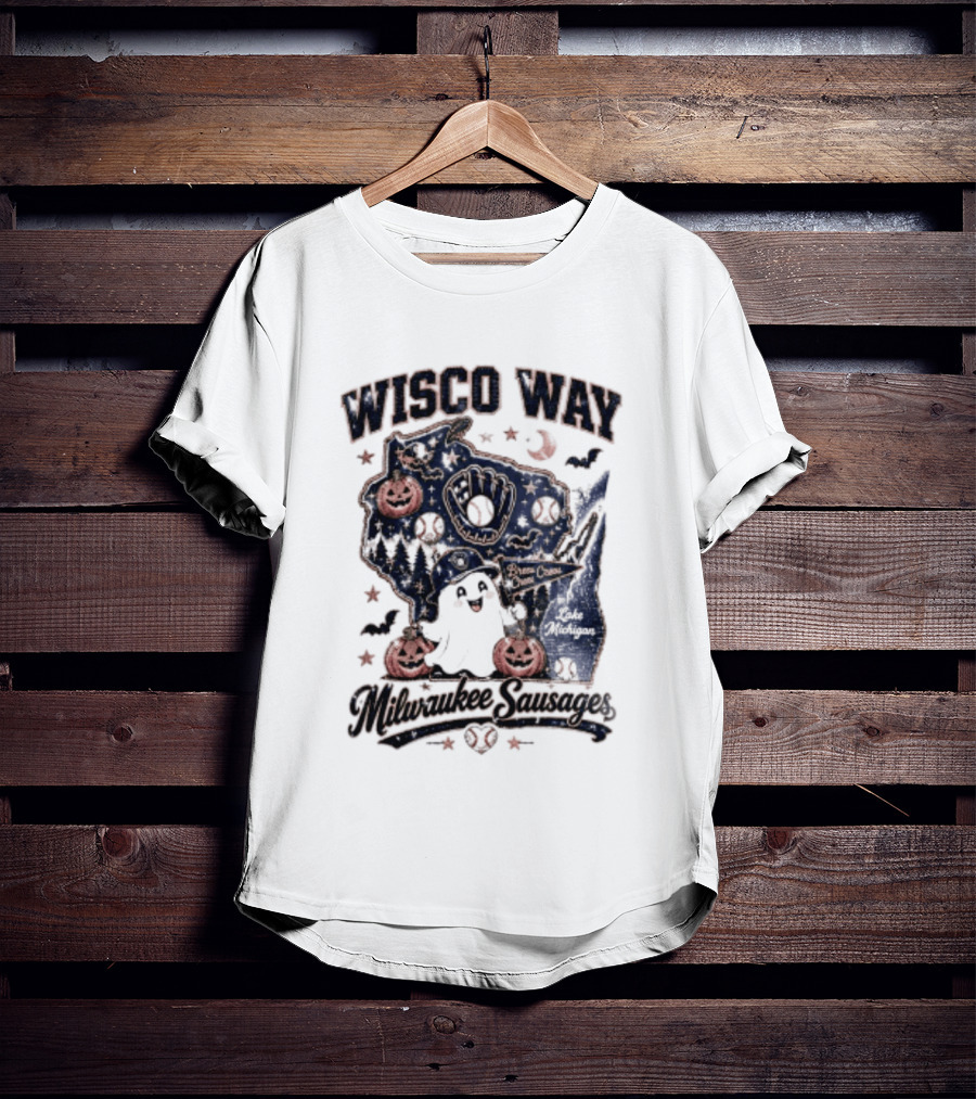 Wisco Way Milwaukee Sausages Halloween Ghosts 2026 T-Shirt