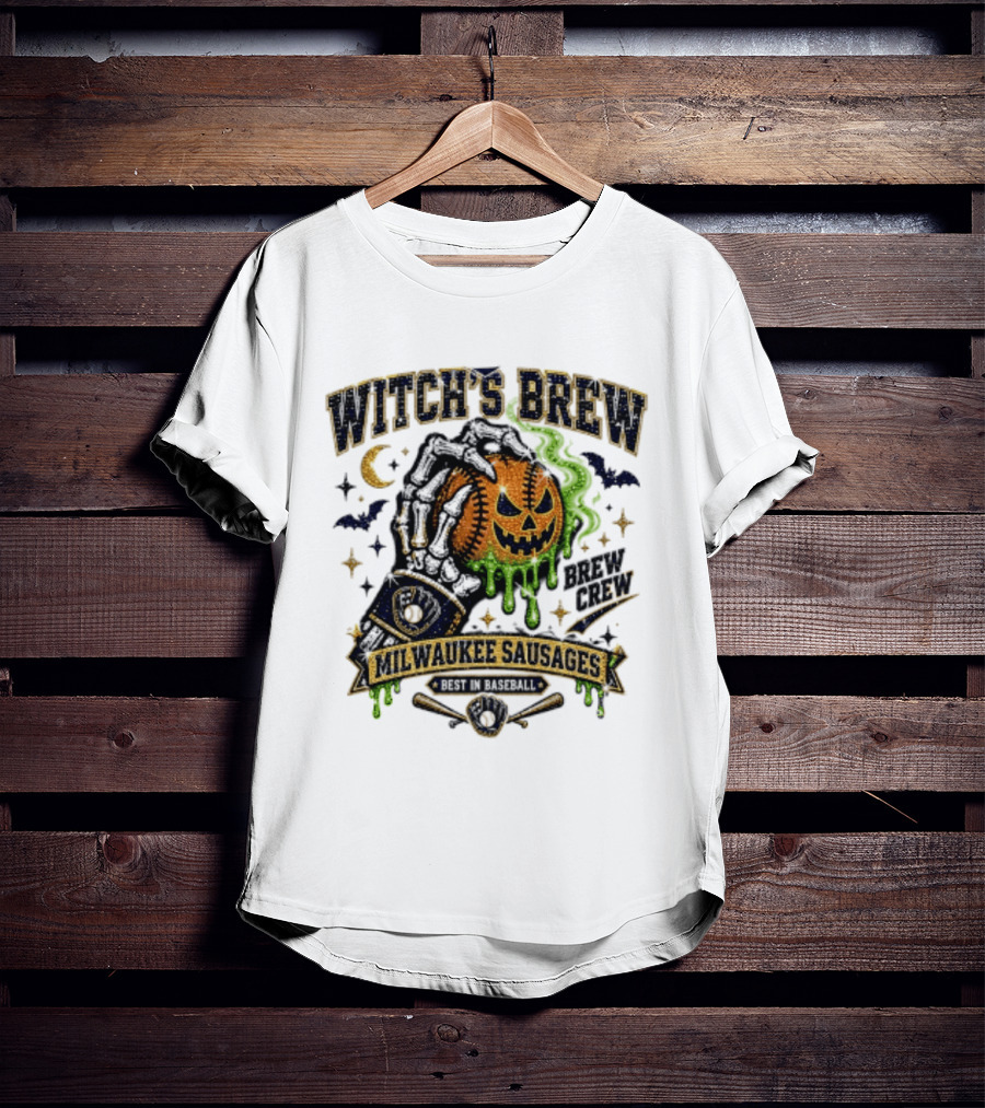 Witch's Brew Milwaukee Sausages Brew Crew Best In Baseball Halloween 2026 T-Shirt