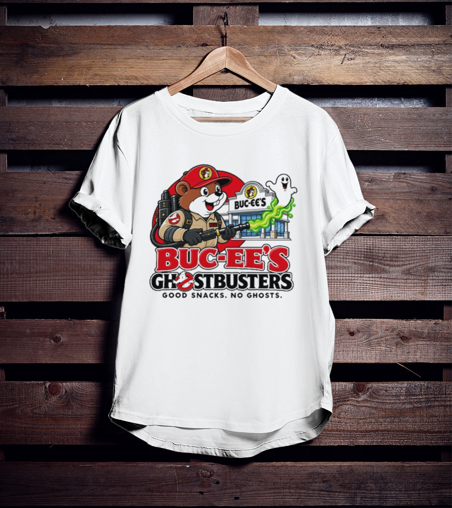 Buc Ee's Ghostbusters Good Snacks No Ghosts Ghostbuster T-Shirt