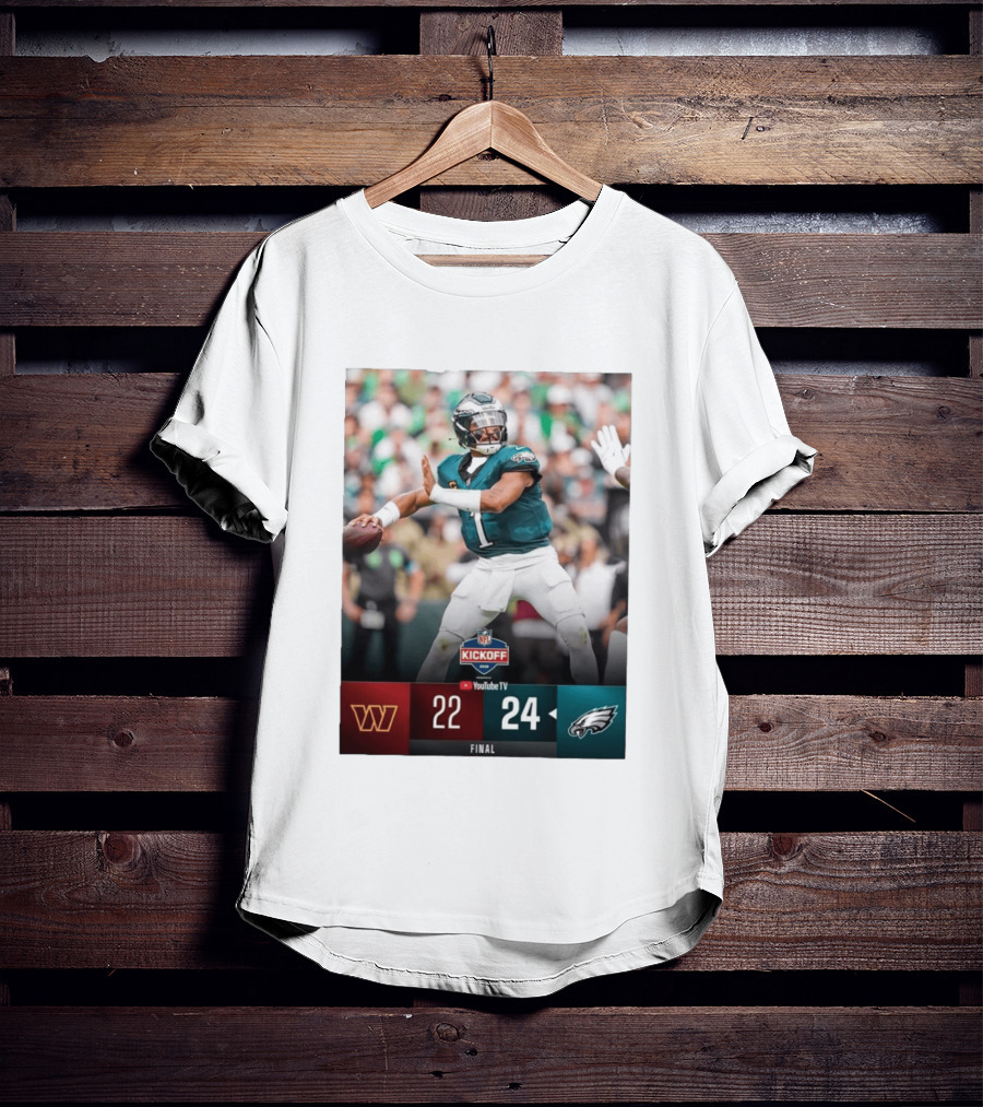 Jalen Hurts NFL Kickoff Philadelphia Eagles Victory 24 22 Final T-Shirt