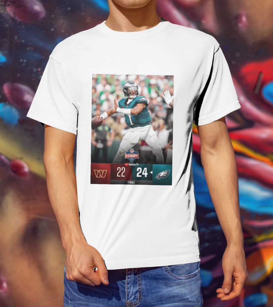Jalen Hurts NFL Kickoff Philadelphia Eagles Victory 24 22 Final T-Shirt