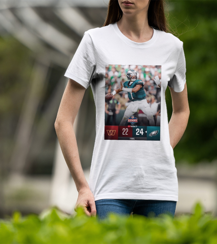 Jalen Hurts NFL Kickoff Philadelphia Eagles Victory 24 22 Final T-Shirt