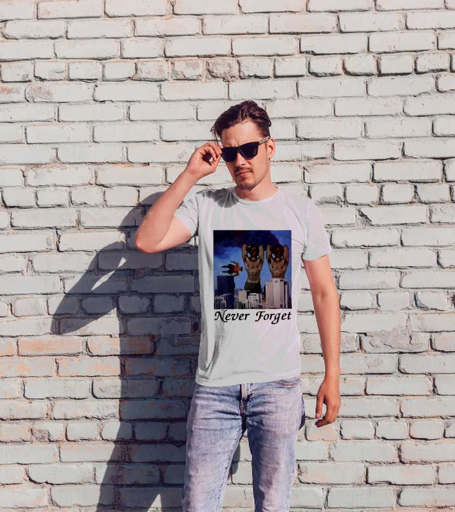 Never Forget 9 11 Internet Meme Edgy Humor Floating Character Twin Towers T-Shirt