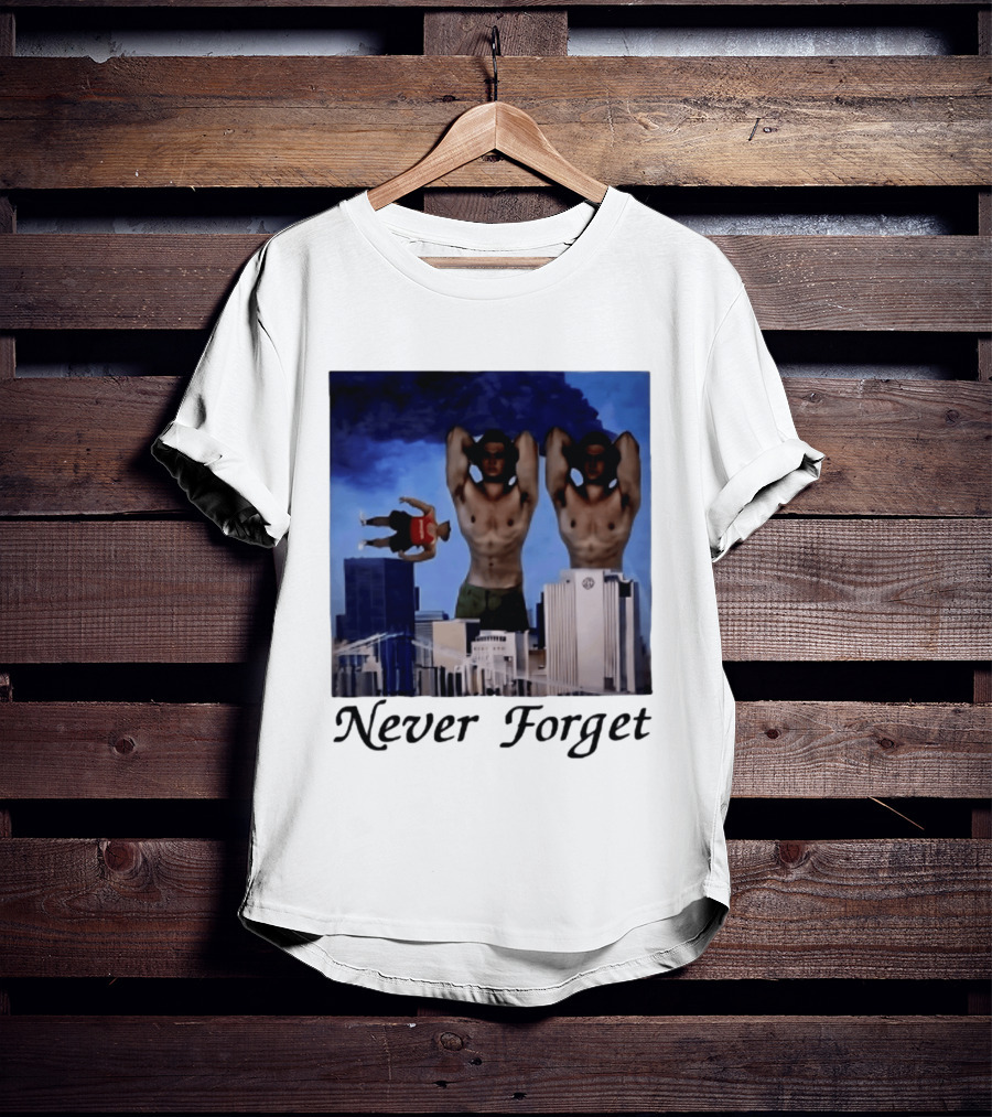 Never Forget 9 11 Internet Meme Edgy Humor Floating Character Twin Towers T-Shirt