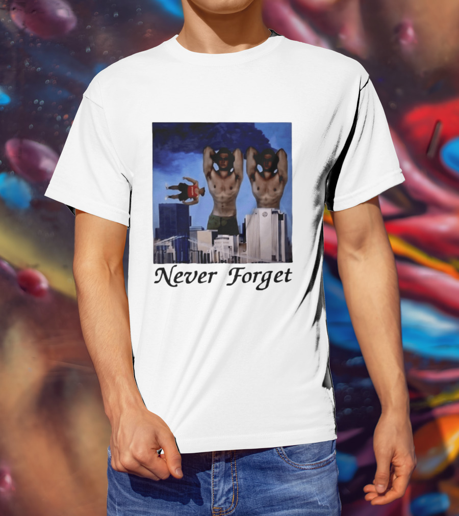 Never Forget 9 11 Internet Meme Edgy Humor Floating Character Twin Towers T-Shirt