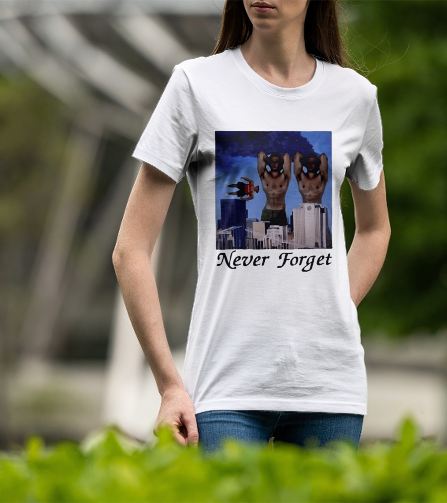 Never Forget 9 11 Internet Meme Edgy Humor Floating Character Twin Towers T-Shirt