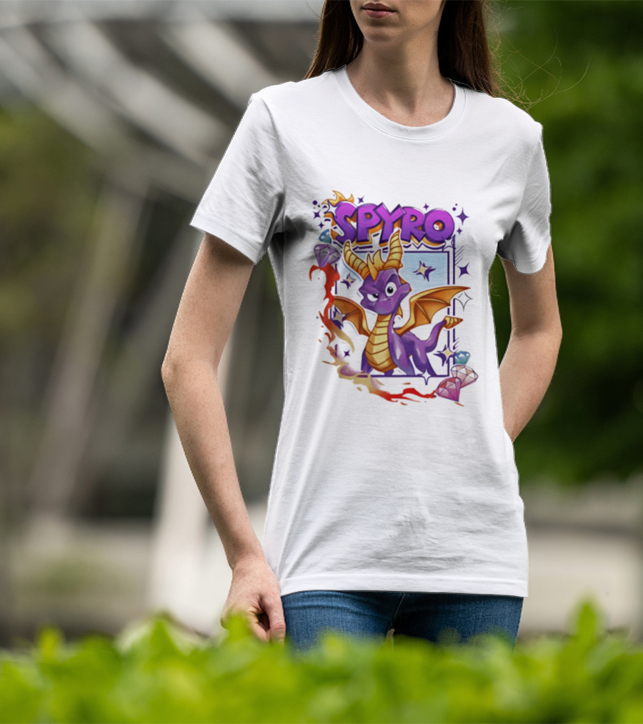 Spyro Purple Dragon Cartoon Polaroid Adventure T-Shirt