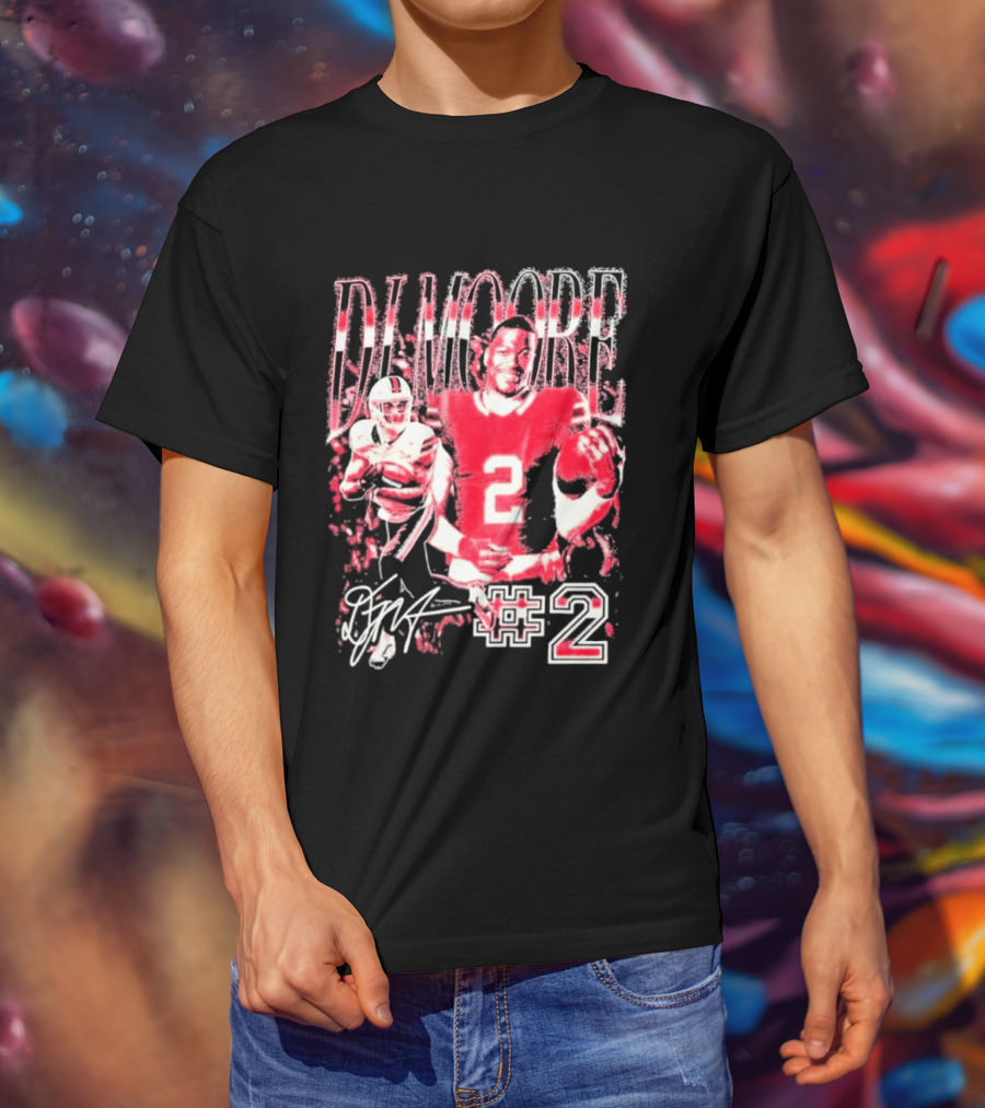DJ Moore Number 2 Signature 2026 Bills Football Player T-Shirt