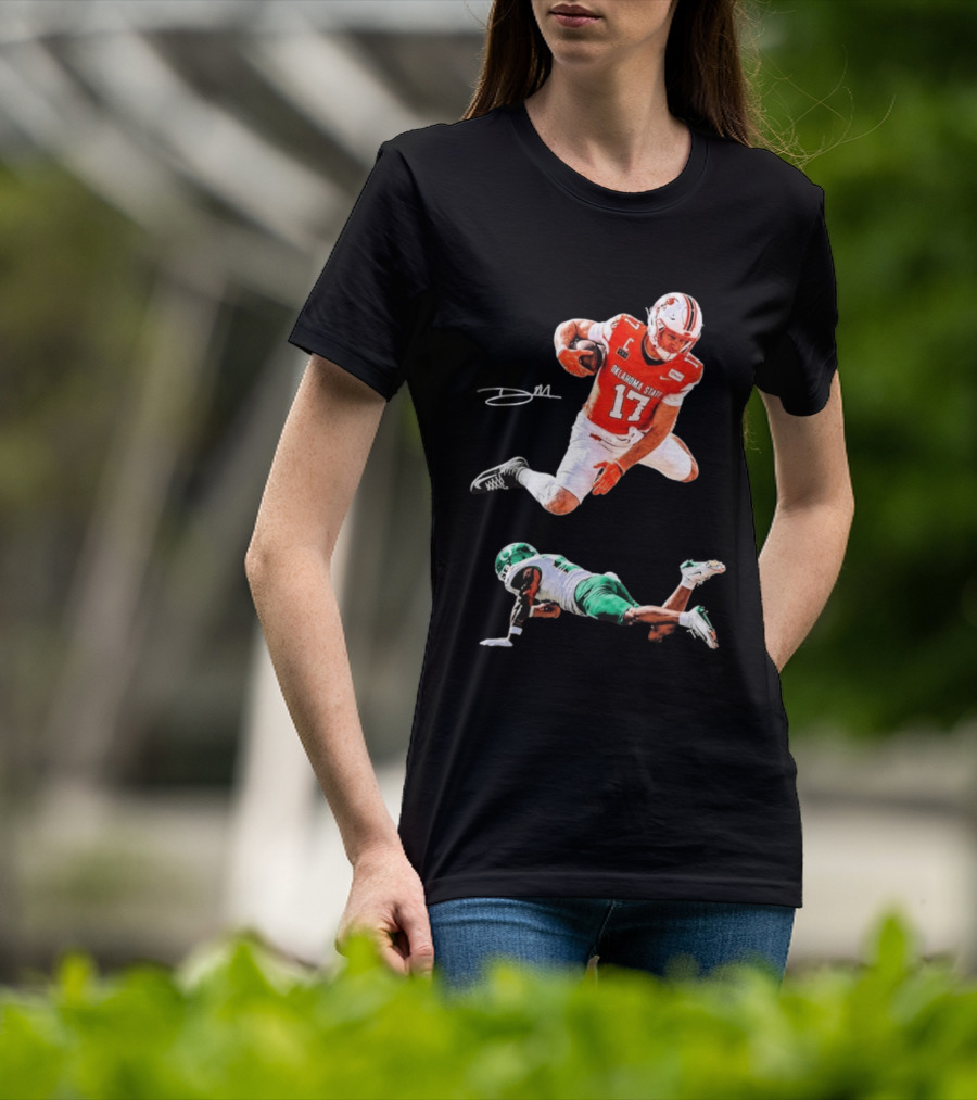 Oklahoma State Football Player Leap Over Oregon Opponent T-Shirt