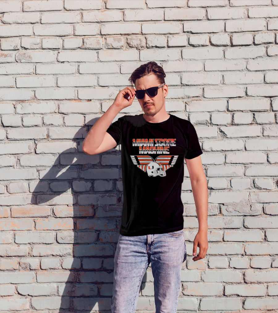 Miami Hurricanes NCAA Football Miami Score Machine Helmet T-Shirt