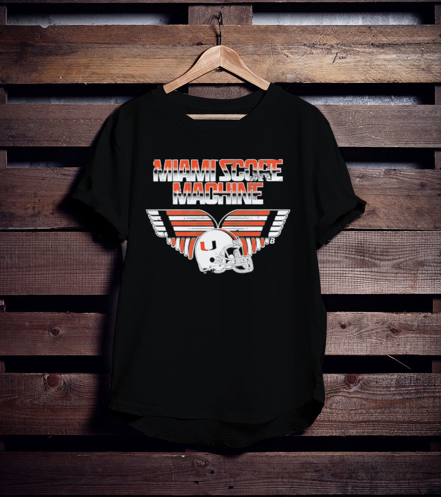 Miami Hurricanes NCAA Football Miami Score Machine Helmet T-Shirt
