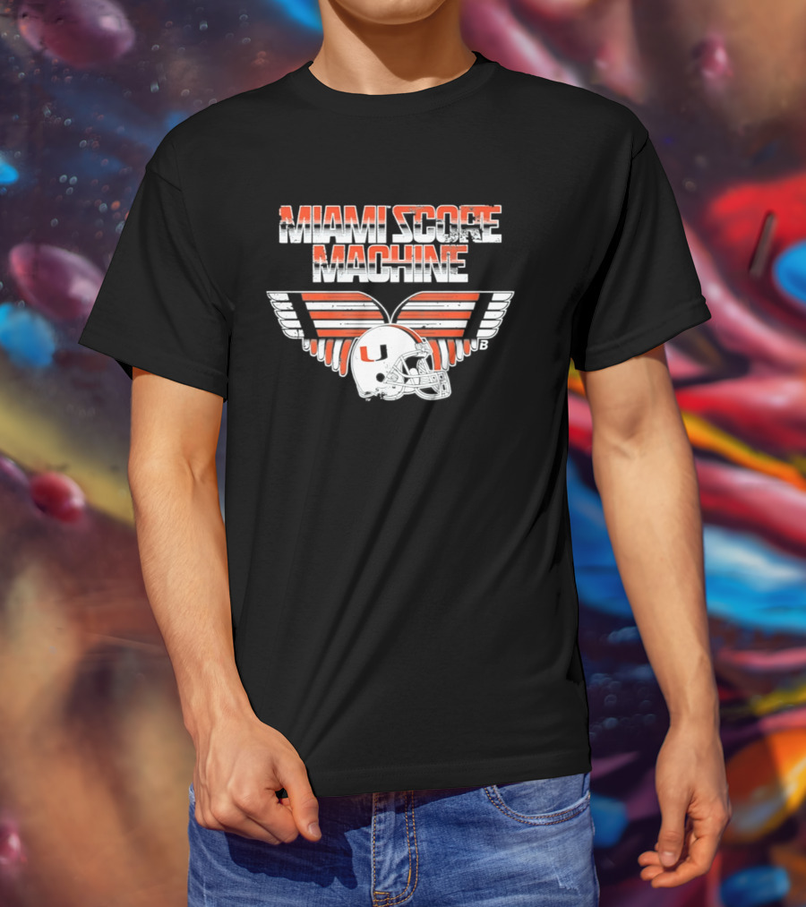 Miami Hurricanes NCAA Football Miami Score Machine Helmet T-Shirt