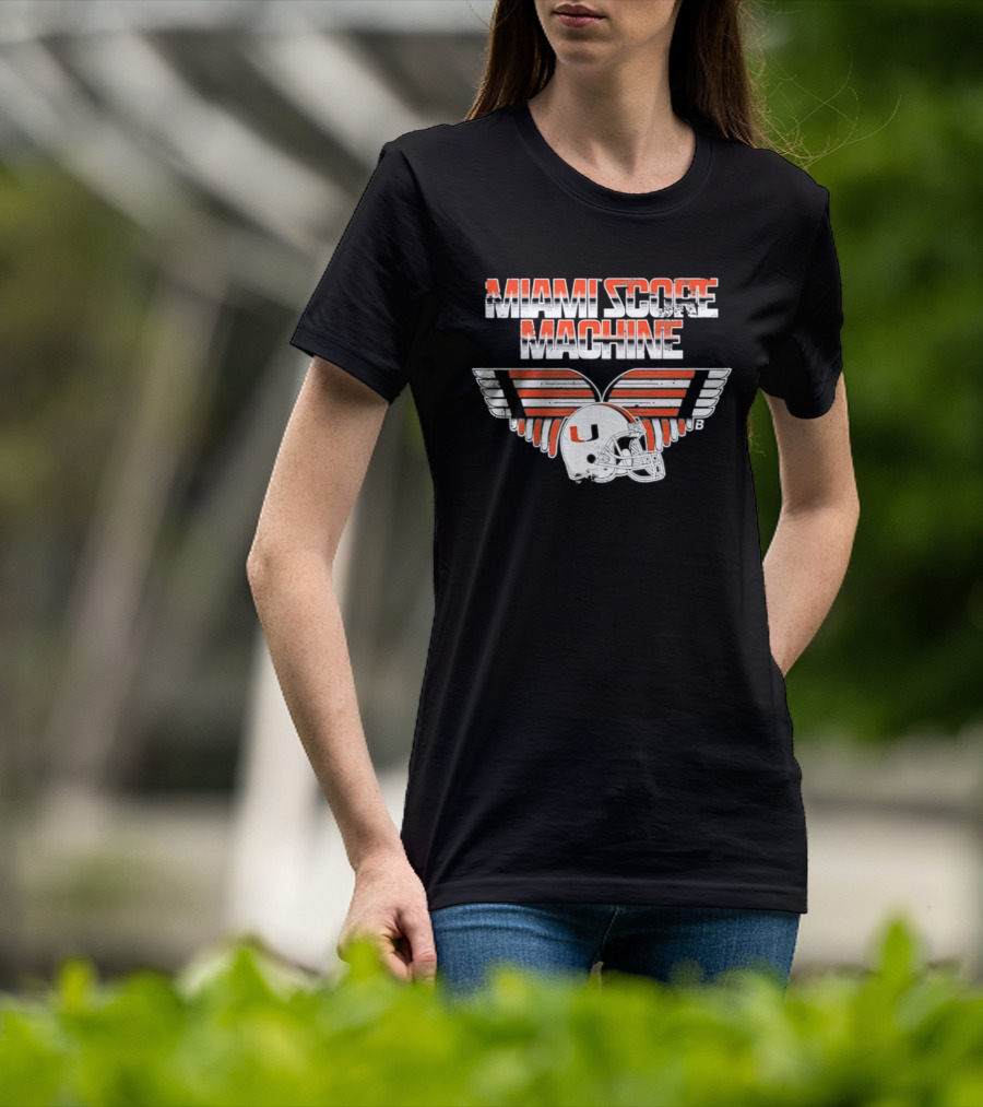 Miami Hurricanes NCAA Football Miami Score Machine Helmet T-Shirt
