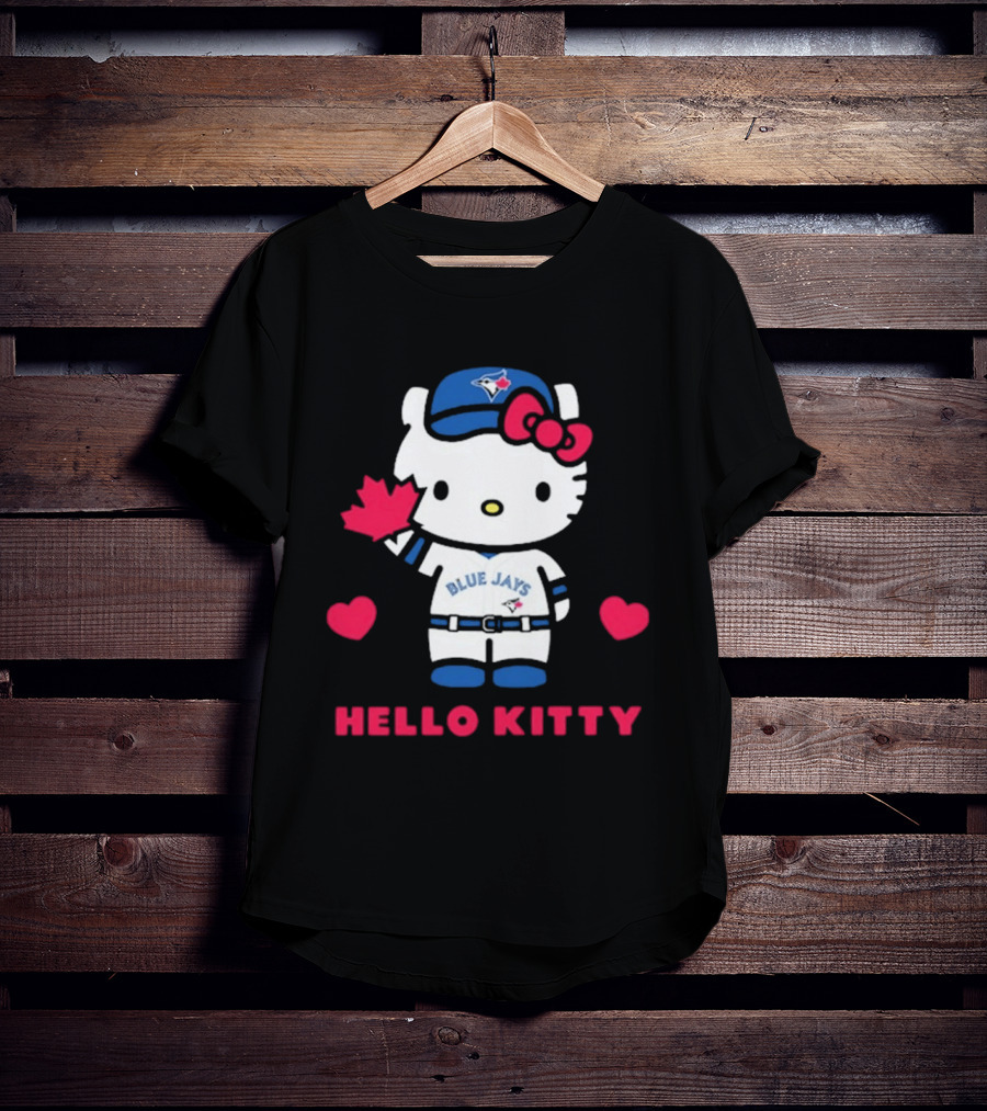 Hello Kitty Blue Jays 2026 With Maple Leaf And Hearts T-Shirt