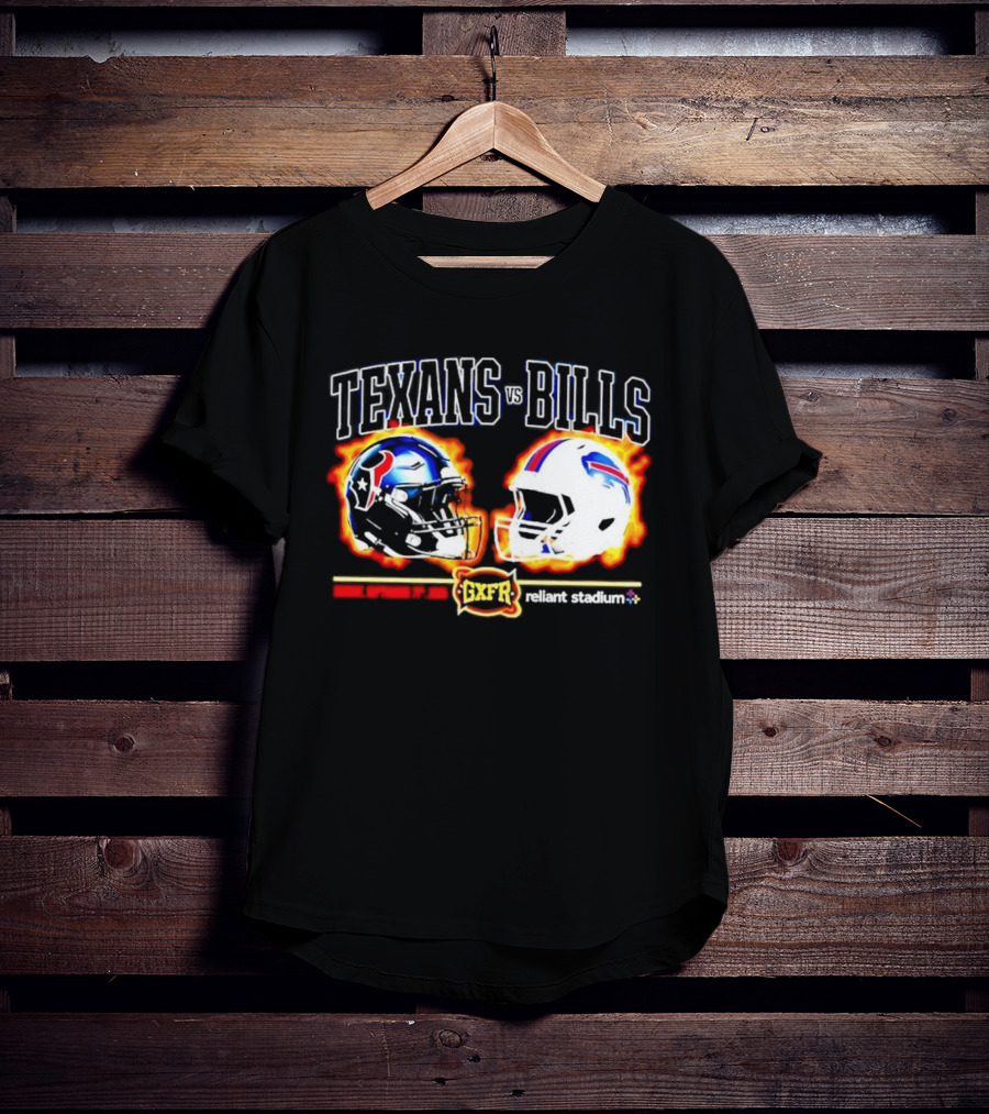 Texans Bills Helmet Showdown Vintage Style Game Day Football T-Shirt