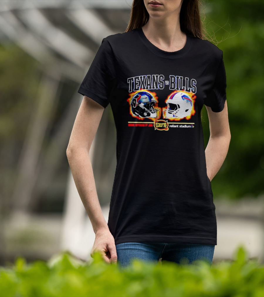 Texans Bills Helmet Showdown Vintage Style Game Day Football T-Shirt