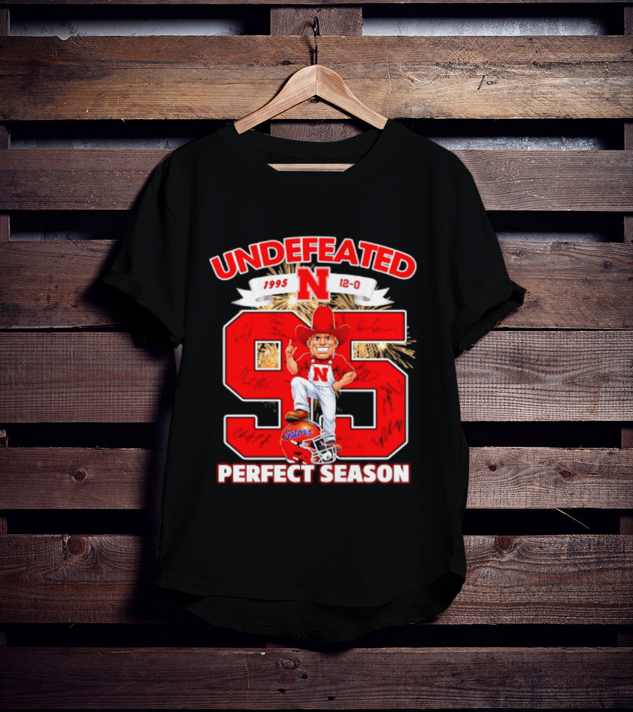 Nebraska Cornhuskers Undefeated 1995 Perfect Season 12 0 Gators 95 Football T-Shirt