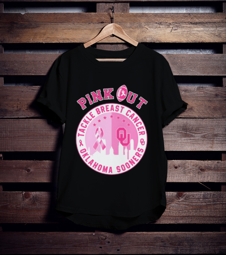 Oklahoma Sooners Pink Out Tackle Breast Cancer Football NCAA T-Shirt