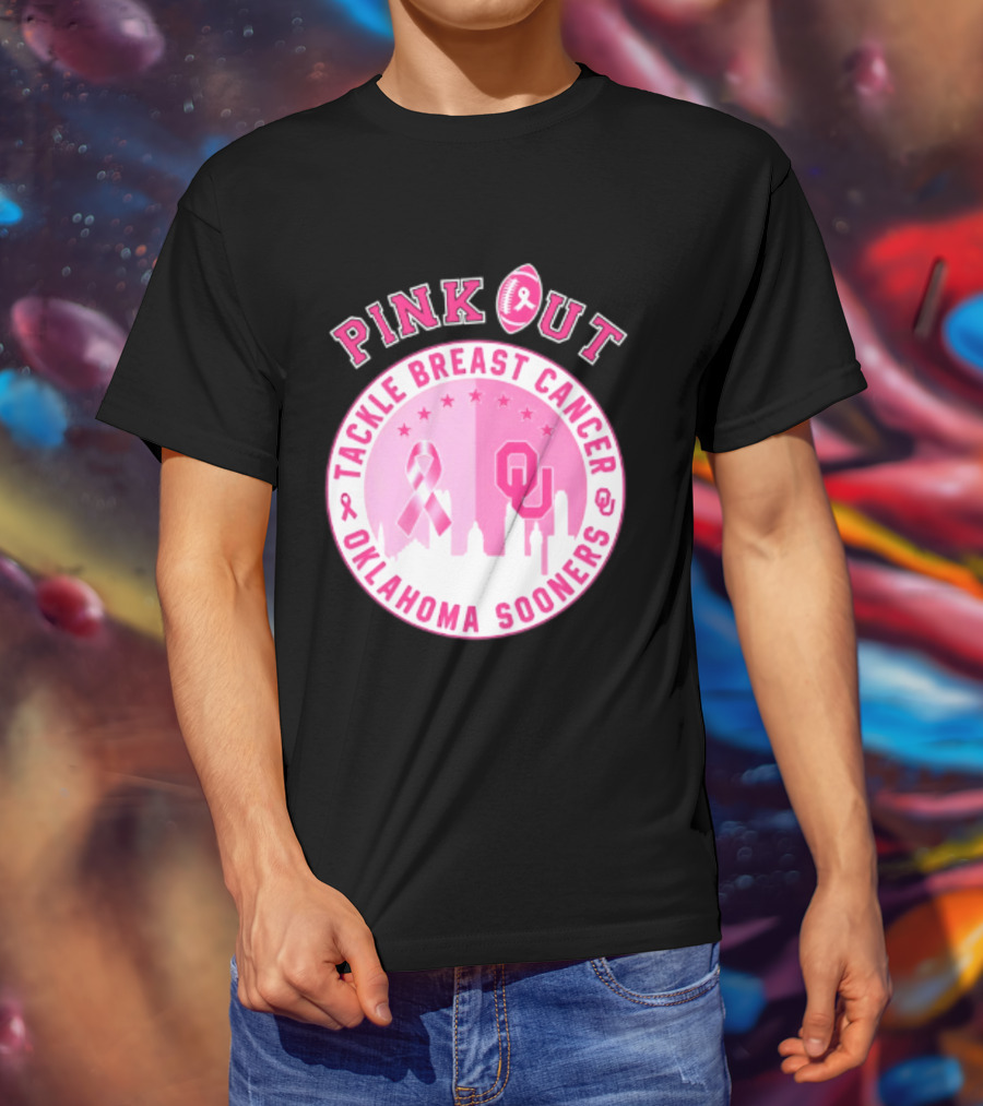 Oklahoma Sooners Pink Out Tackle Breast Cancer Football NCAA T-Shirt