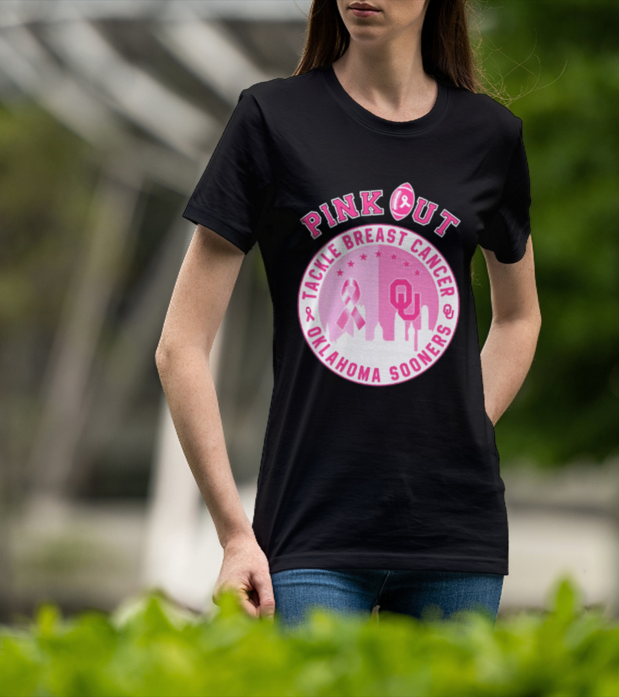 Oklahoma Sooners Pink Out Tackle Breast Cancer Football NCAA T-Shirt
