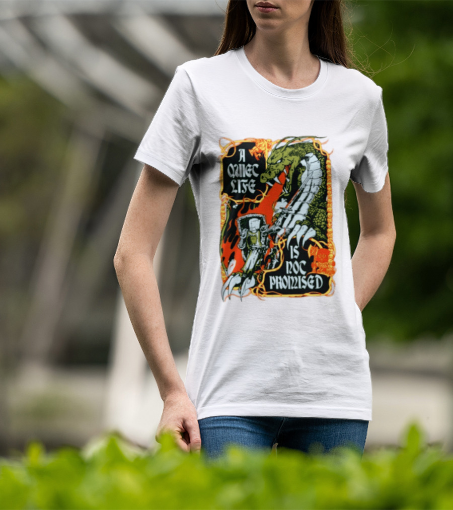 A Quiet Life Is Not Promised Dragon Knight Vintage Fantasy Adventure Scene T-Shirt
