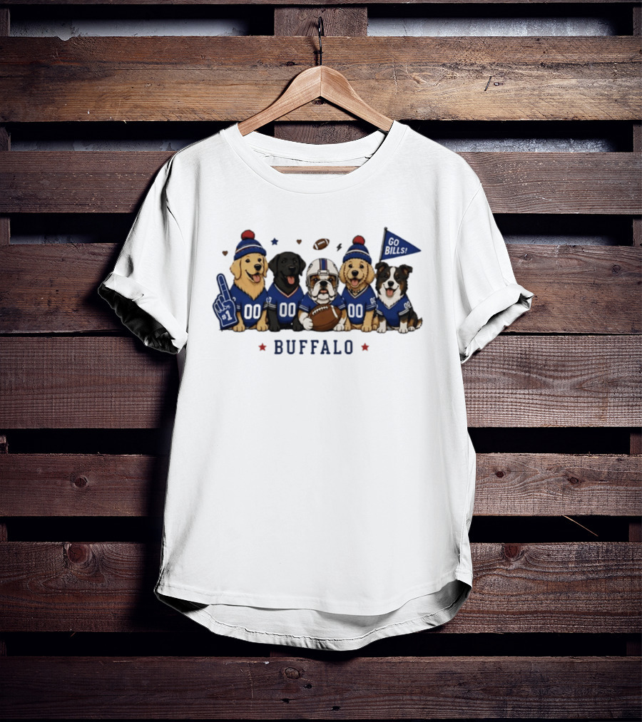 Buffalo Dogs Go Bills Football Golden Retriever Team Spirit T-Shirt