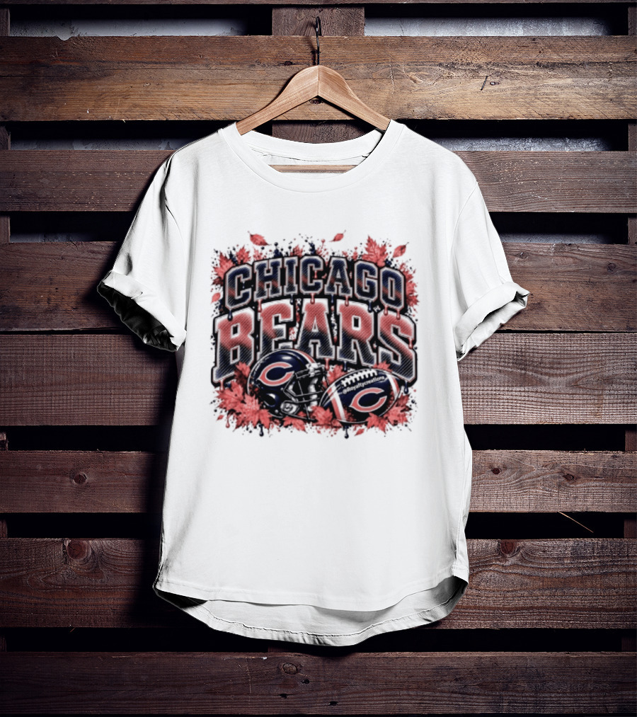 Chicago Bears Football Helmet Autumn Leaves Halloween 2026 T-Shirt