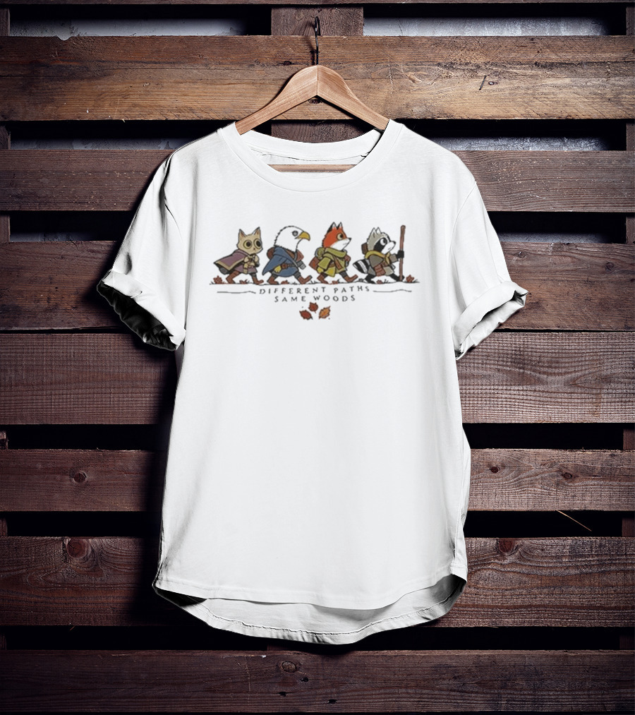 Different Paths Same Woods Root Game Walking Animals T-Shirt