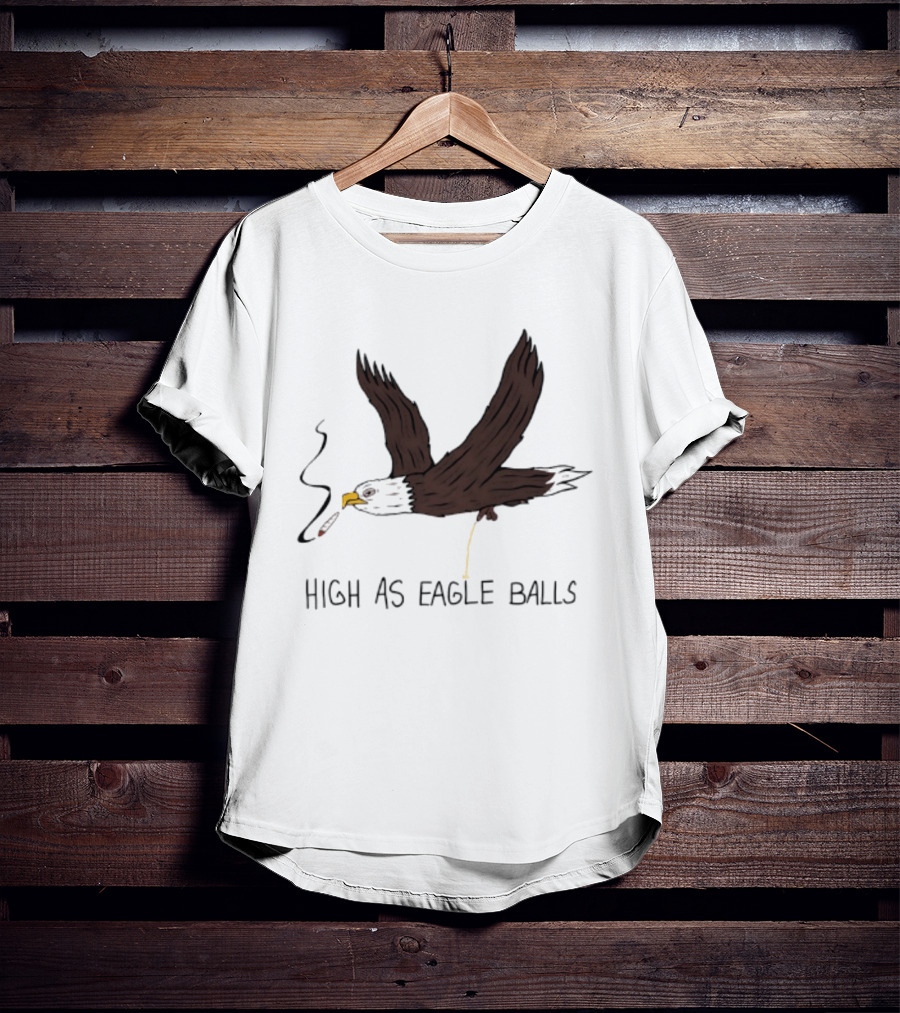 High As Eagle Balls Smoking Eagle Meme T-Shirt