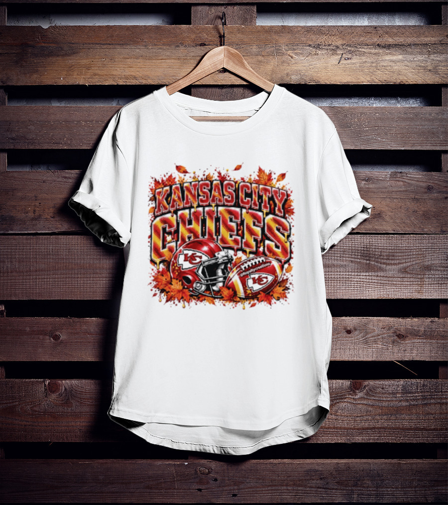 Kansas City Chiefs Football Helmet Autumn Leaves 2026 T-Shirt