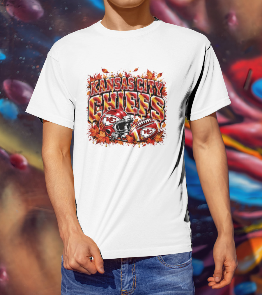 Kansas City Chiefs Football Helmet Autumn Leaves 2026 T-Shirt