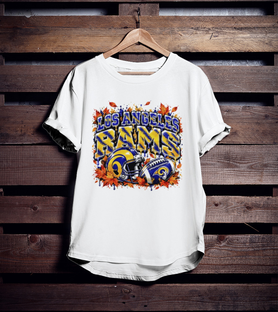 Los Angeles Rams Helmet Autumn Leaves Halloween 2026 T-Shirt