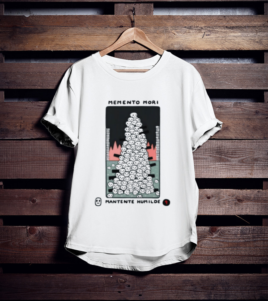 Memento Mori Mantente Humilde Stoicism Skull Pyramid Flames T-Shirt