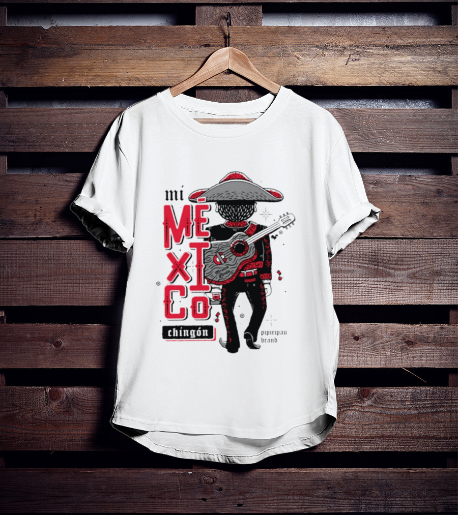 Mi Mexico Chingon Mexico Lindo Pipiripau Brand Traditional Charro Guitar T-Shirt