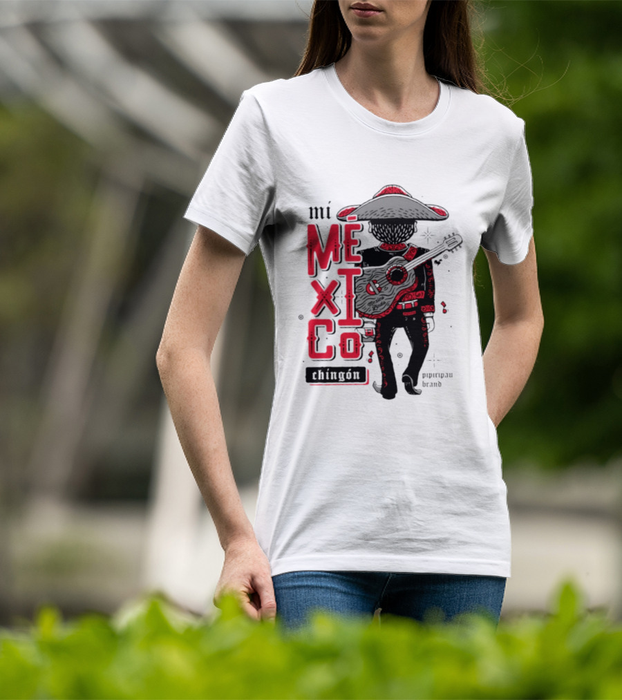 Mi Mexico Chingon Mexico Lindo Pipiripau Brand Traditional Charro Guitar T-Shirt
