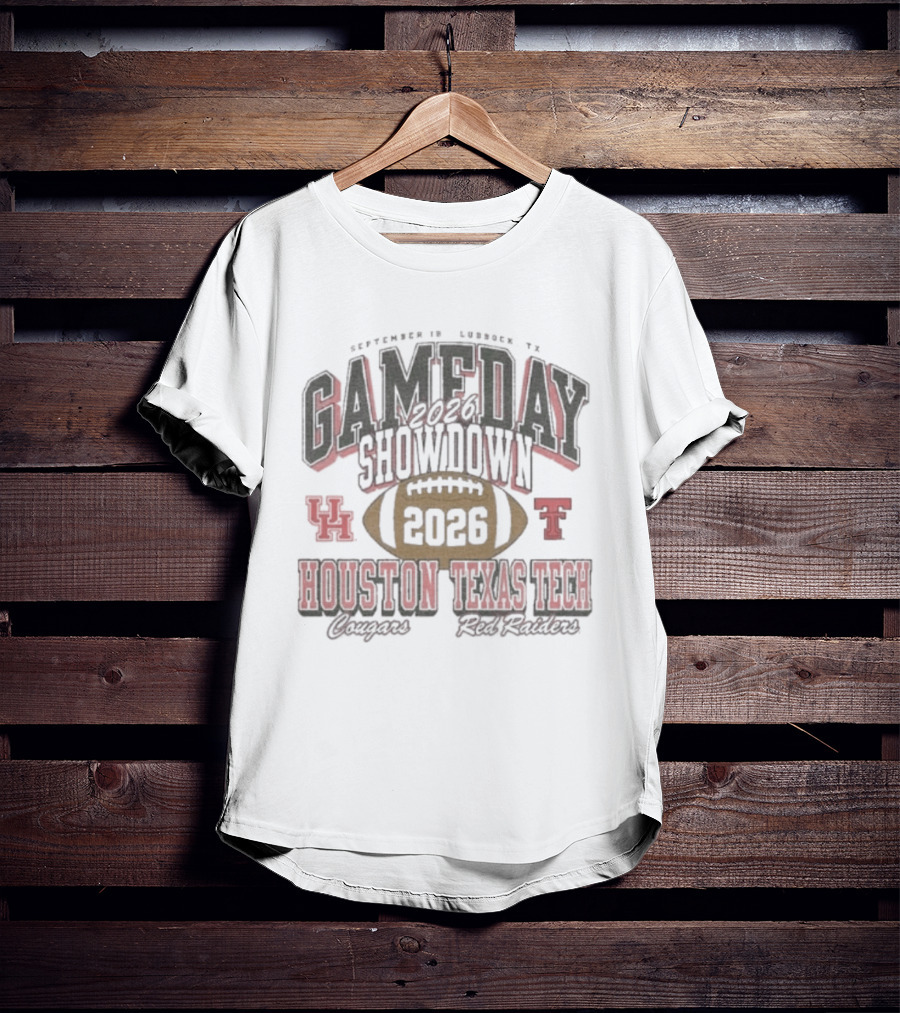 2026 Gameday Showdown Houston Cougars Vs Texas Tech Red Raiders Football T-Shirt