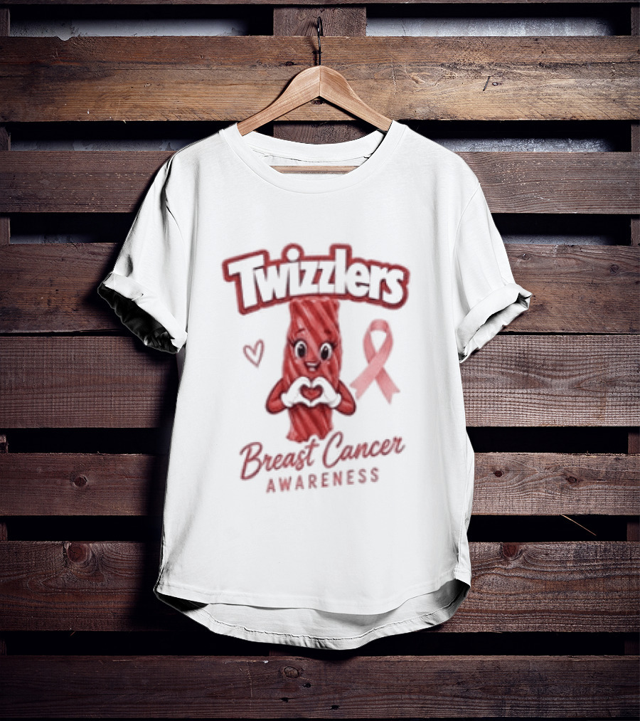 Twizzlers Red Candy Heart Pink Ribbon Breast Cancer Awareness T-Shirt