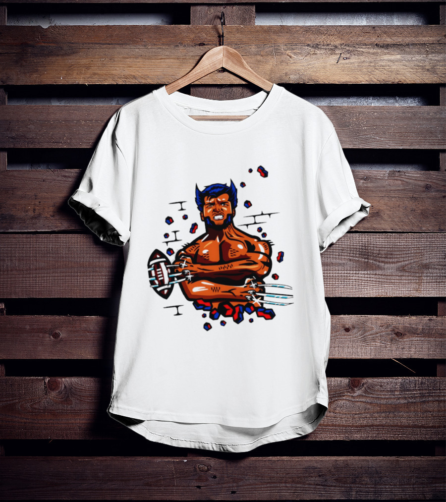 Marvel Wolverine Football Caricature Bold Comic T-Shirt