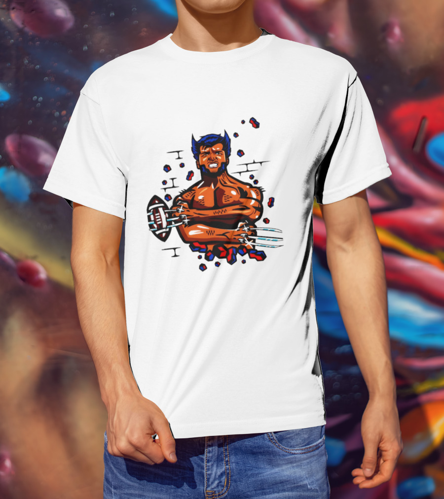 Marvel Wolverine Football Caricature Bold Comic T-Shirt