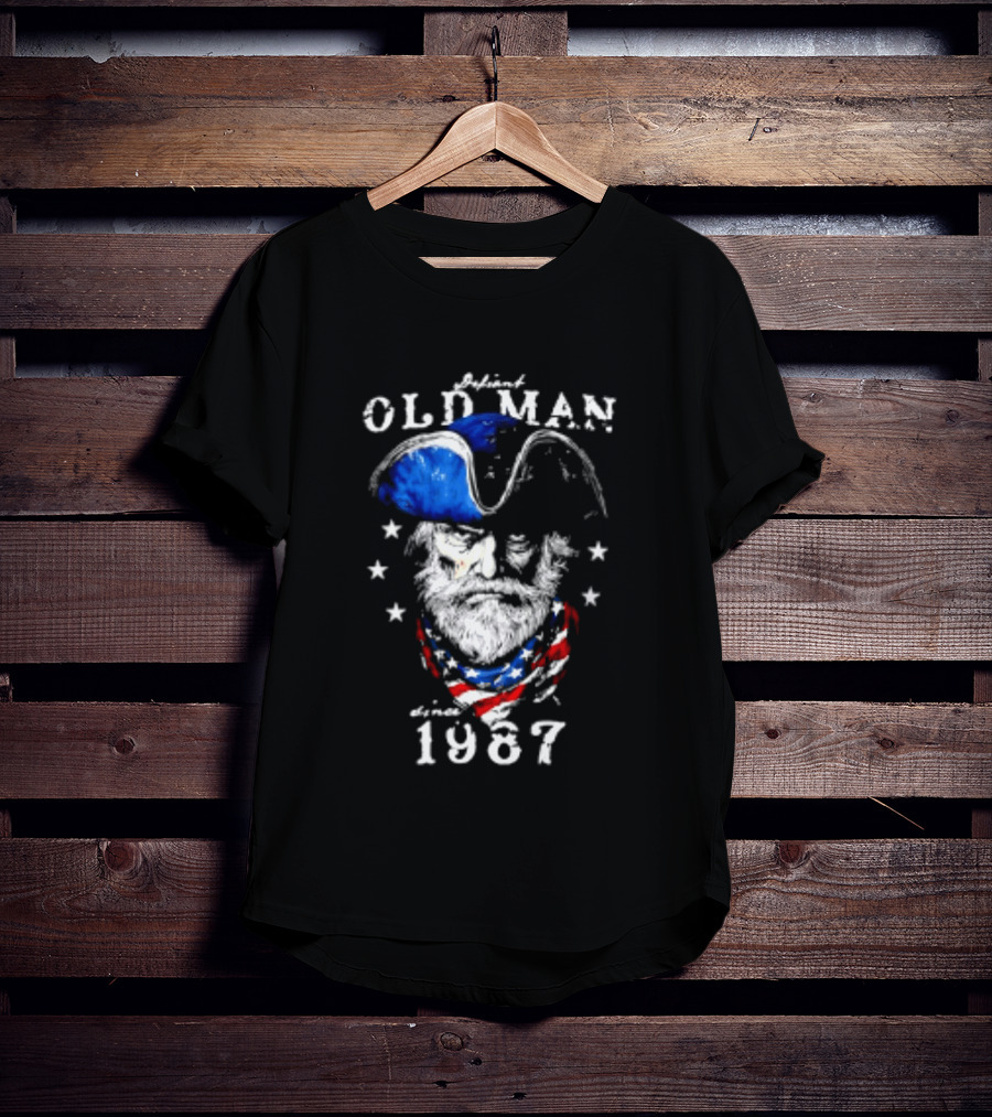 Old Man 1987 Patriotic Eagle And Stars T-Shirt