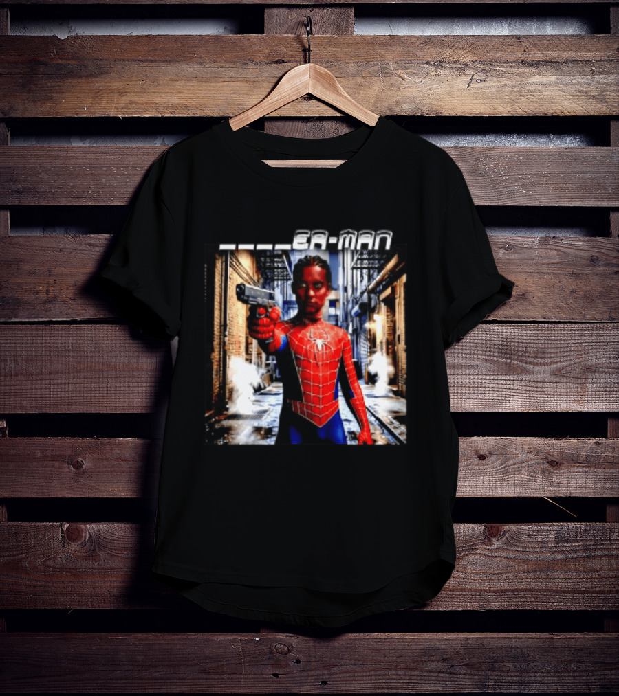 Tobey Maguire Spider Man Marvel Superhero Meme Gun Alley Scene T-Shirt