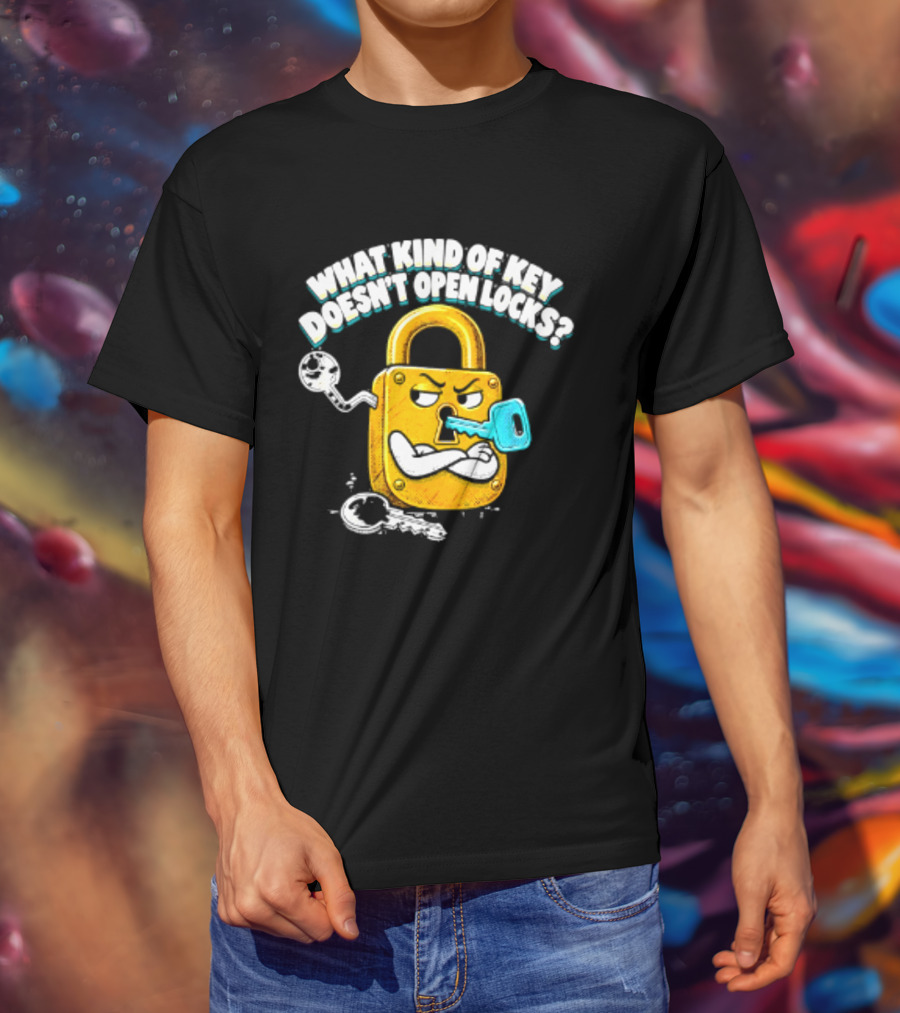 What Kind Of Key Doesn't Open Locks Padlock Joke With Key And Lock T-Shirt