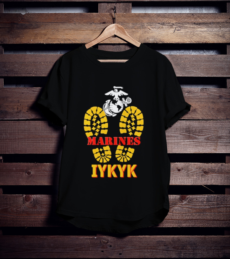 Marines IYKYK USMC Eagle Globe Anchor Boot Print T-Shirt