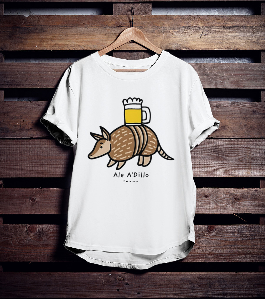 Ale A'Dillo Texas Armadillo With Beer T-Shirt