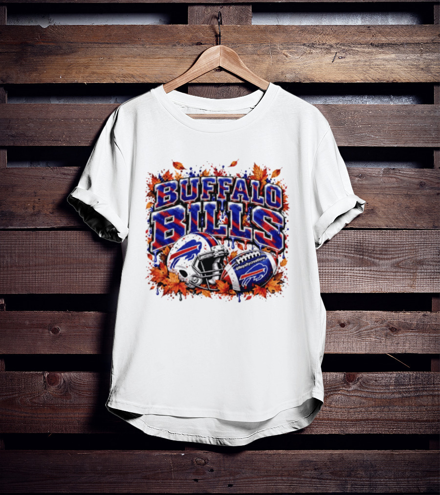 Buffalo Bills Helmet Fall Leaves Football Spirit T-Shirt