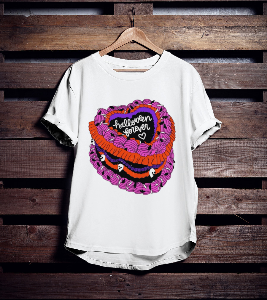 Halloween Forever Heart Cake Spooky Goth Aesthetic Skeleton Decor T-Shirt